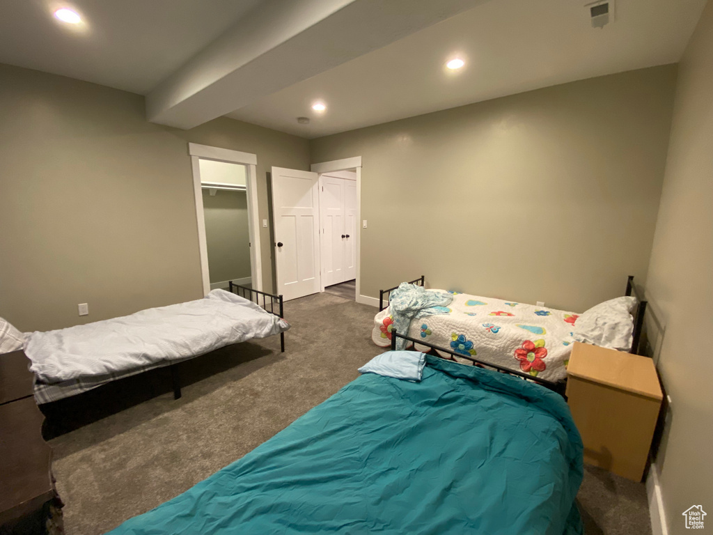 Bedroom featuring carpet, recessed lighting, and baseboards