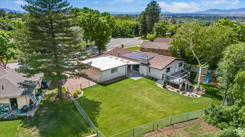View from above of property with mountains