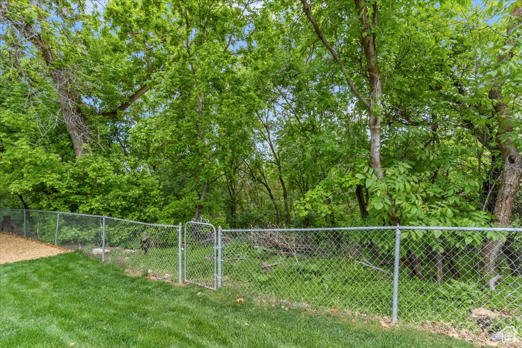 View of yard with a gate