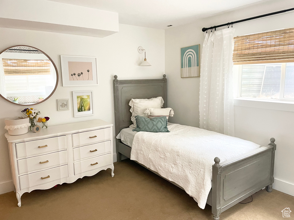 Bedroom featuring carpet