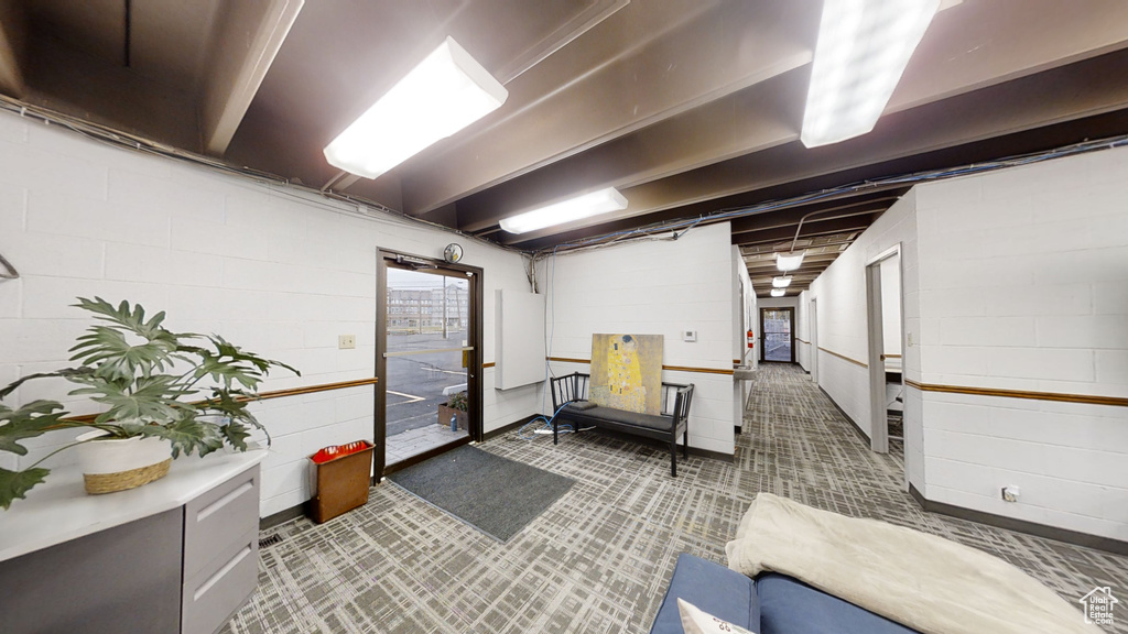 Basement with concrete block wall