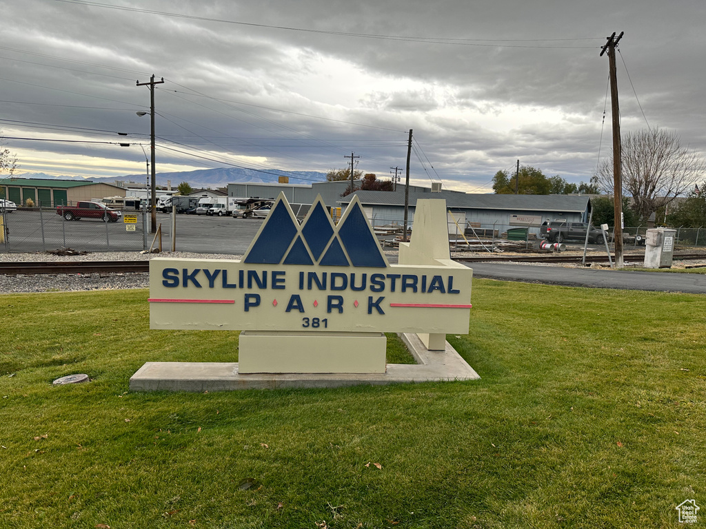 Community sign with a yard