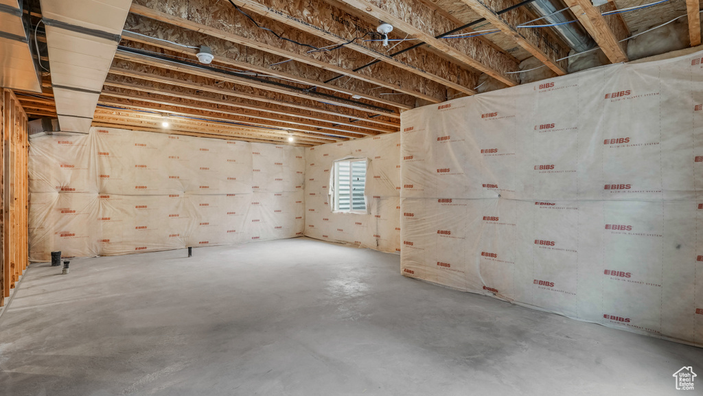 Basement with heating unit