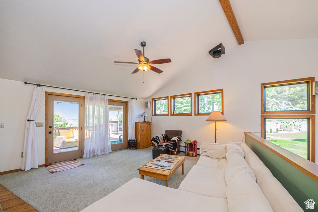Living room with a ceiling fan