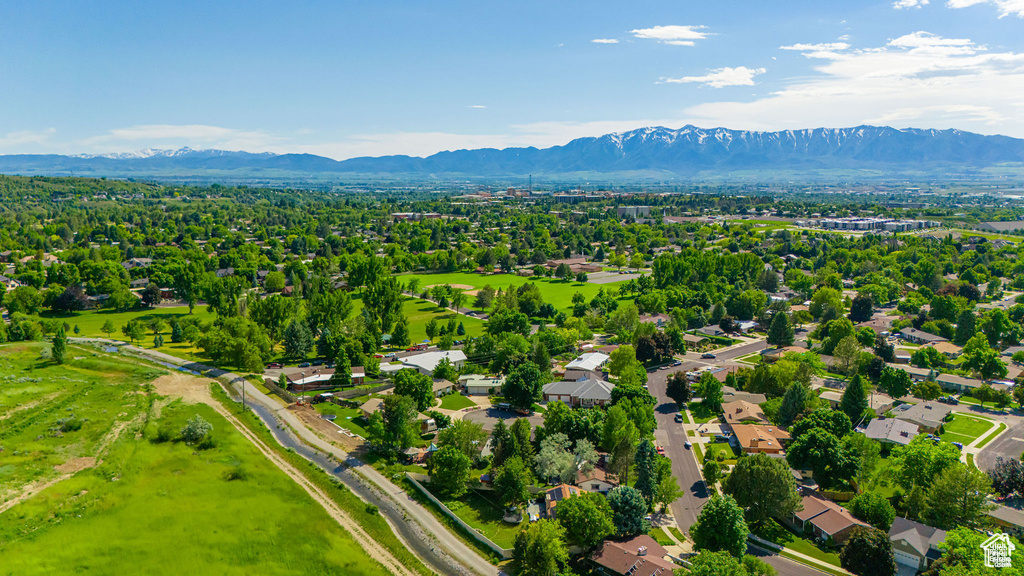 Drone / aerial view of a mountain backdrop