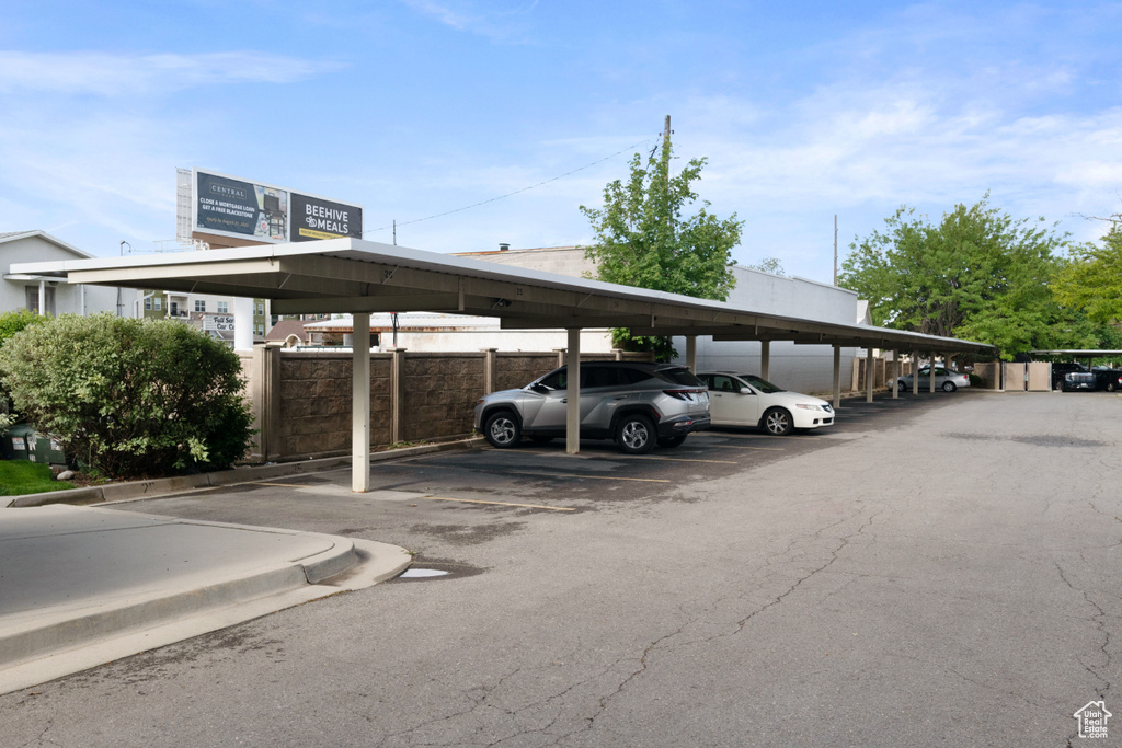 View of covered parking lot