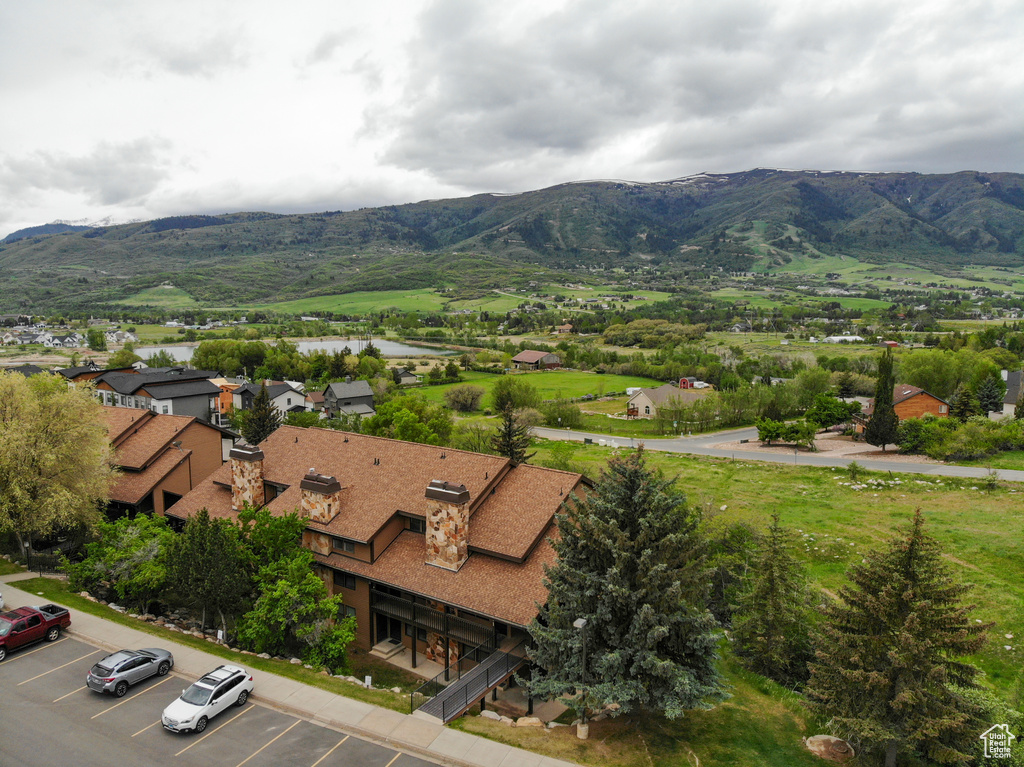 View of mountain backdrop with a nearby body of water