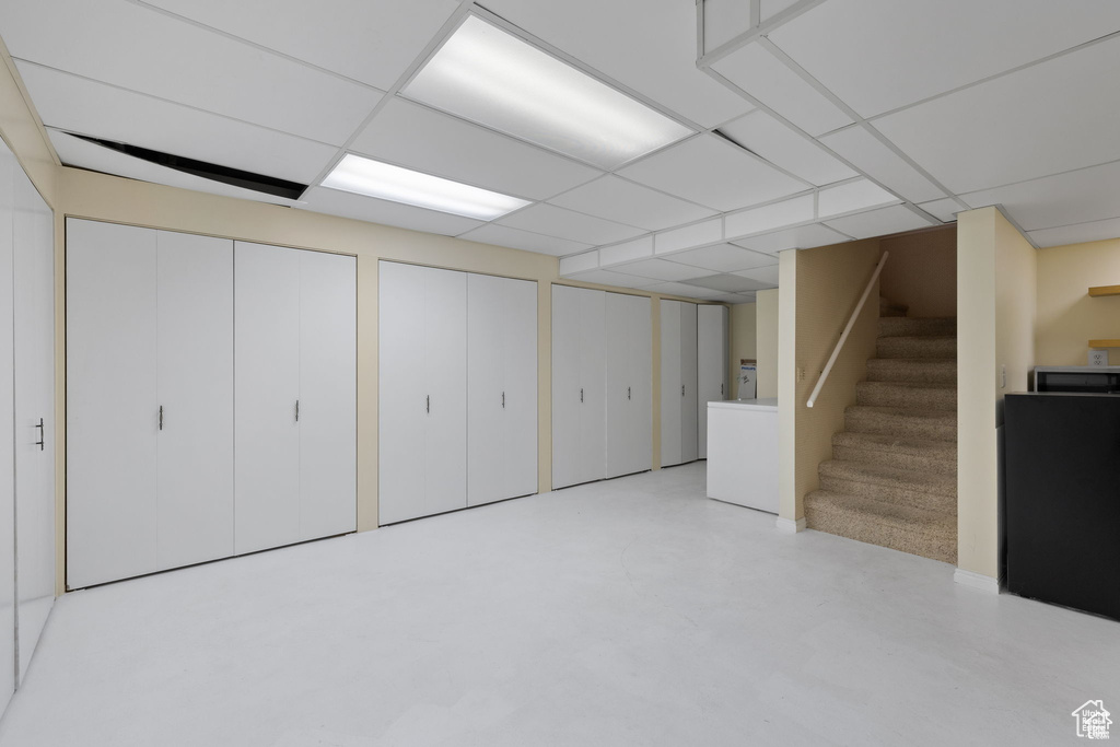 Finished below grade area featuring stairs
