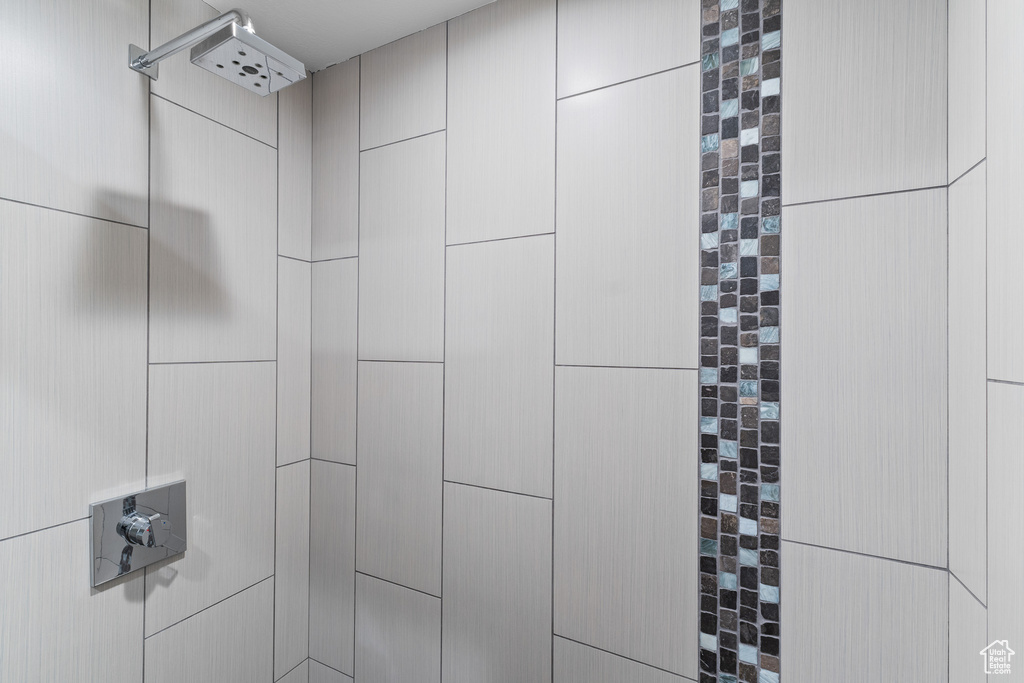 Bathroom view of tiled shower