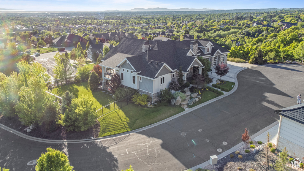 Aerial perspective of suburban area