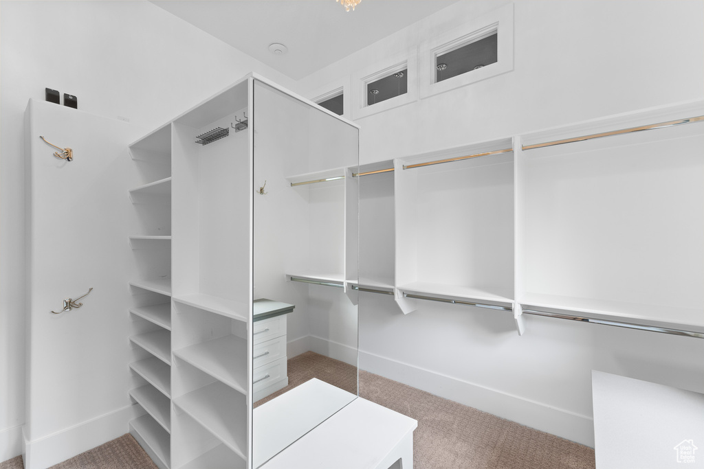 Walk in closet featuring carpet