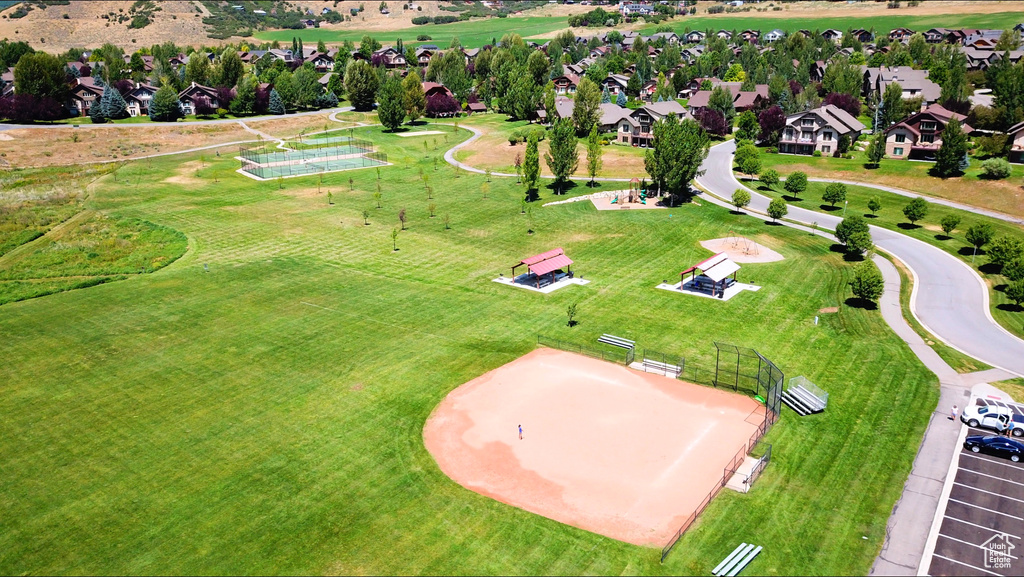 Aerial perspective of suburban area