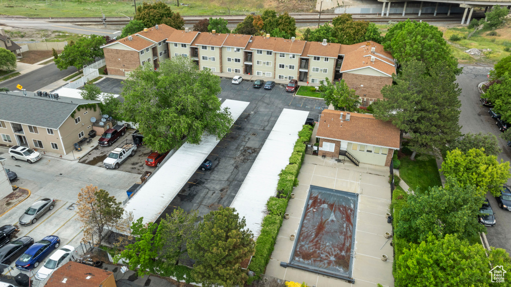 Aerial perspective of suburban area