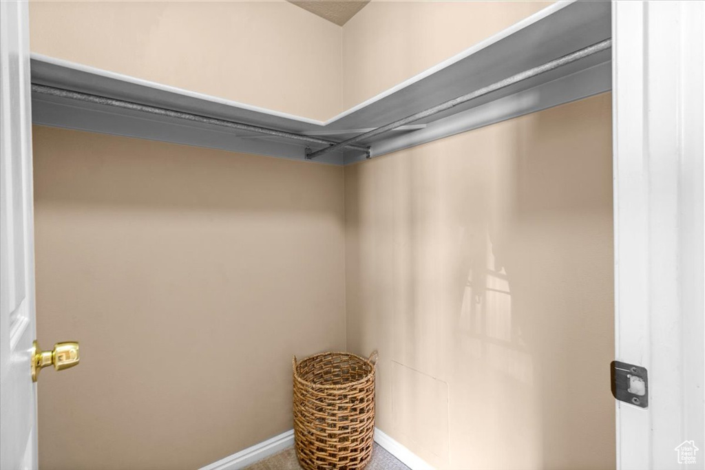 Spacious closet with carpet floors