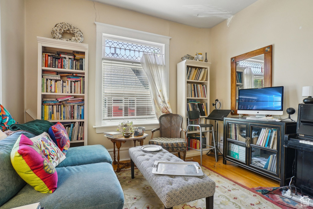 Living area featuring wood finished floors