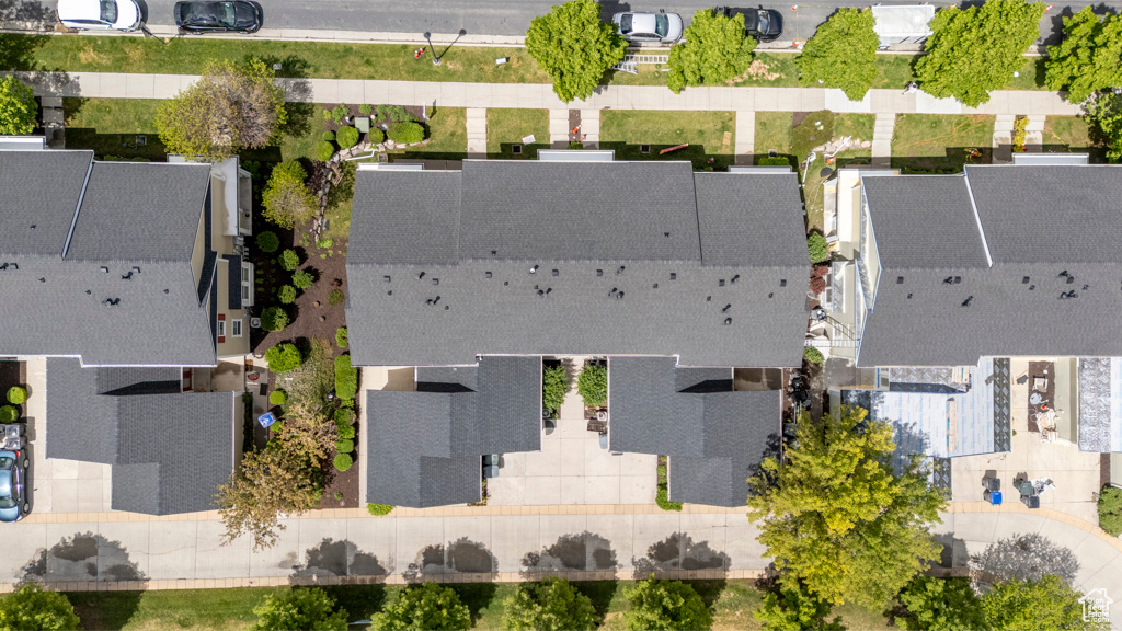 Aerial perspective of suburban area