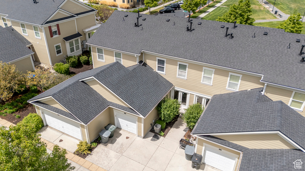Aerial perspective of suburban area