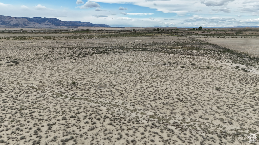 Aerial view of a mountain backdrop