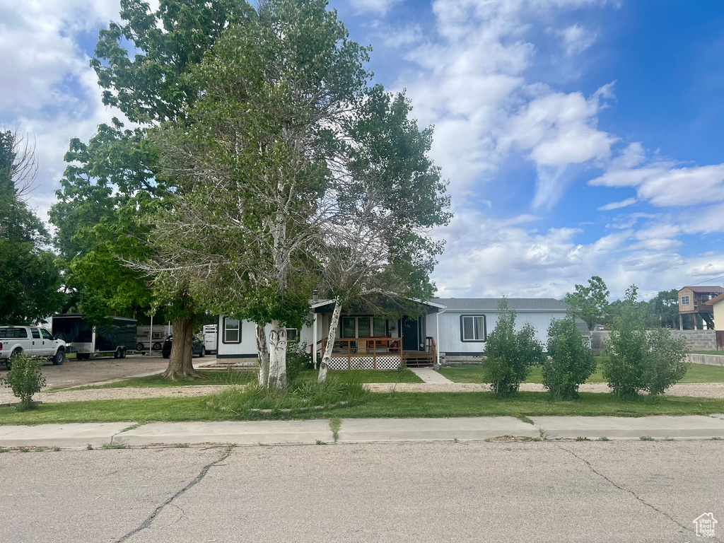 View of front of property featuring covered porch