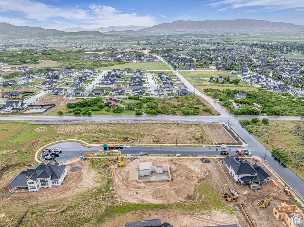 Drone / aerial view of a mountain backdrop