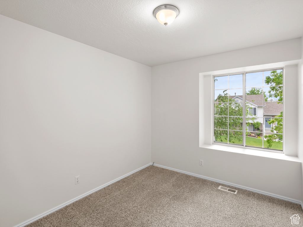 Carpeted empty room with baseboards