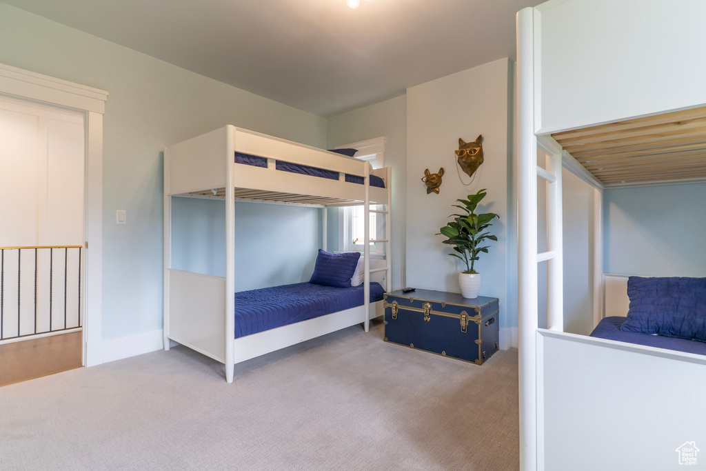 Bedroom featuring carpet