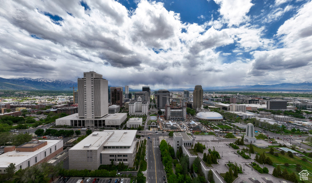 City view with mountains