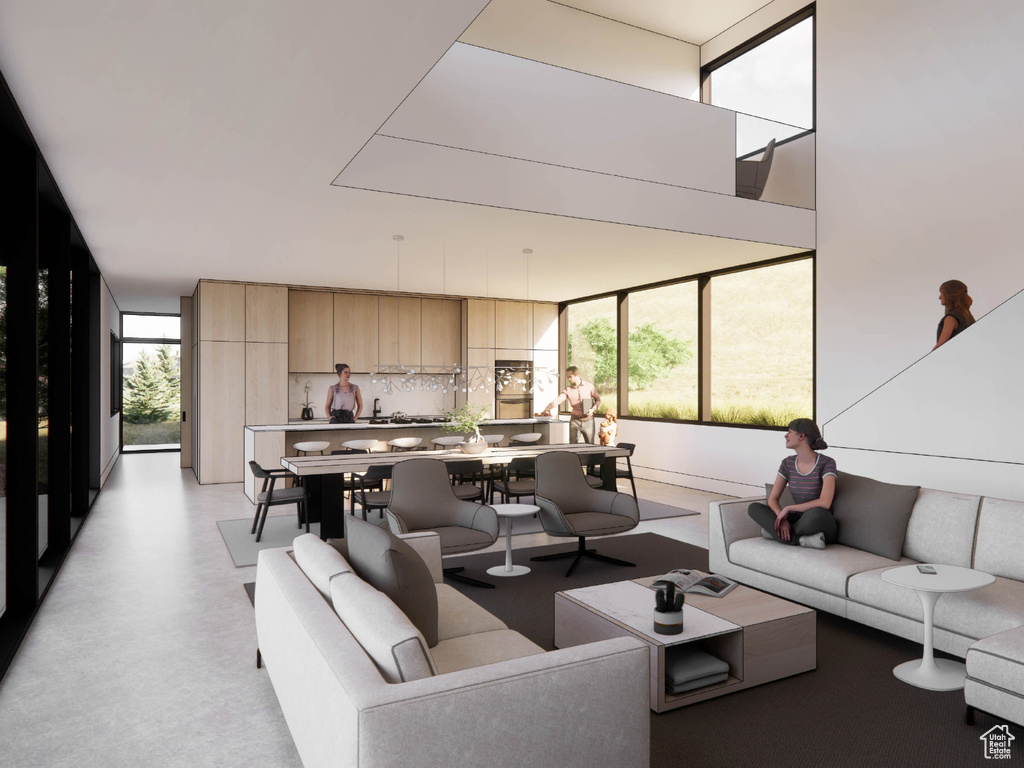 Living area with expansive windows