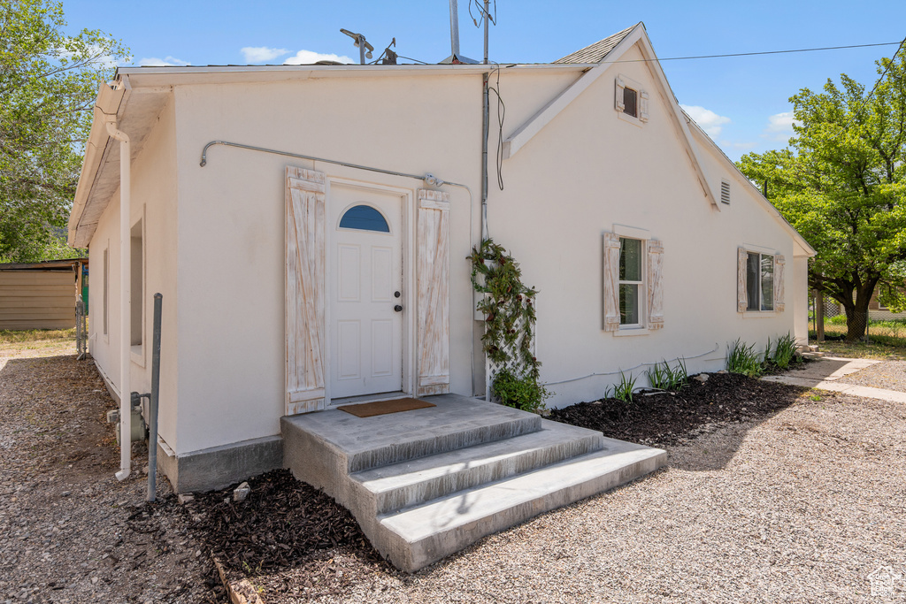 View of front of property with stucco siding