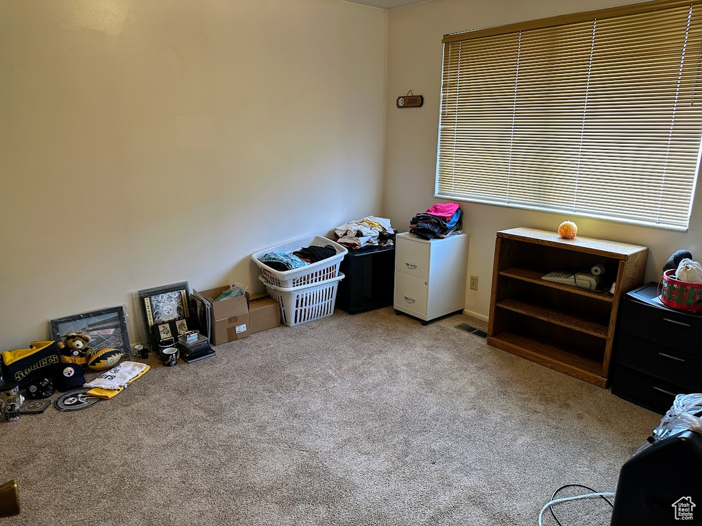Bedroom with carpet