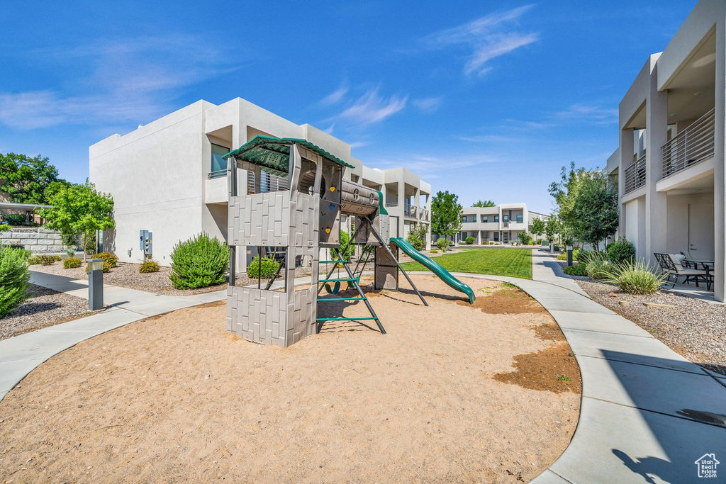Community play area featuring a residential view