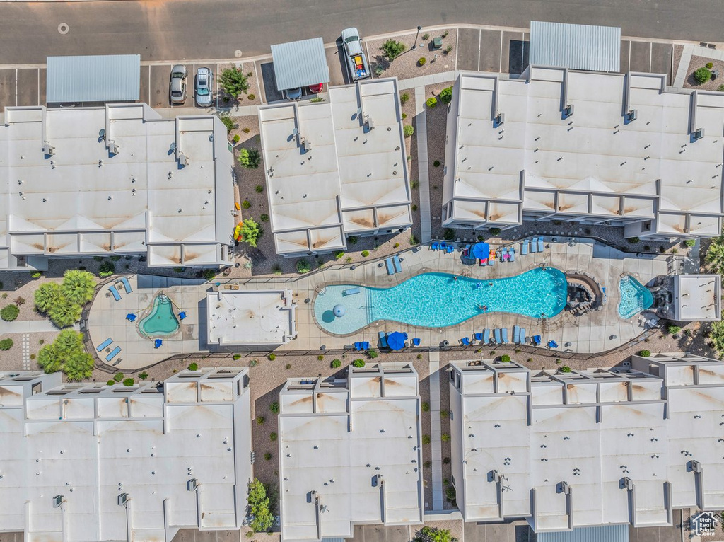 Aerial view of a pool area
