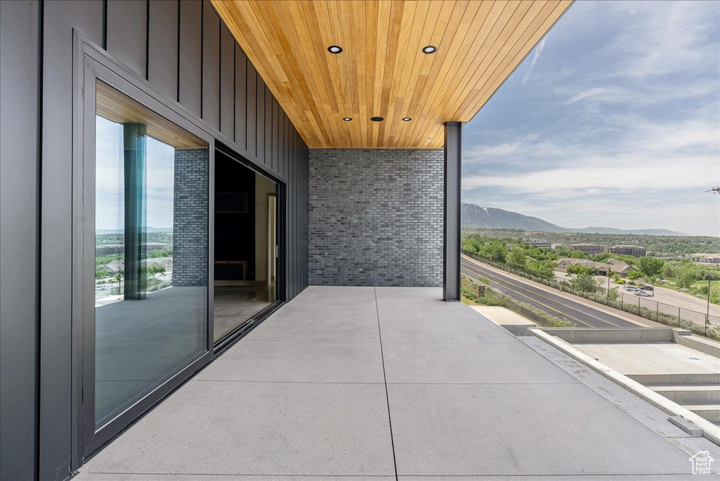 Balcony with a mountain view