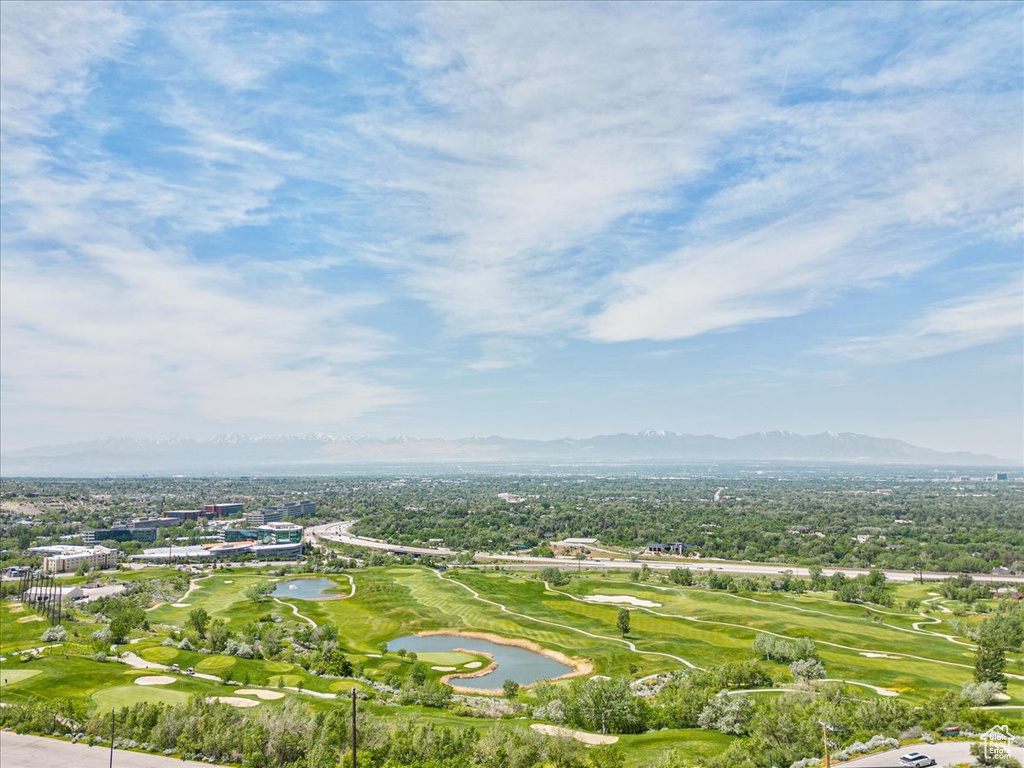 Aerial overview of property\\\\\\\'s location with a water and mountain view and a golf course