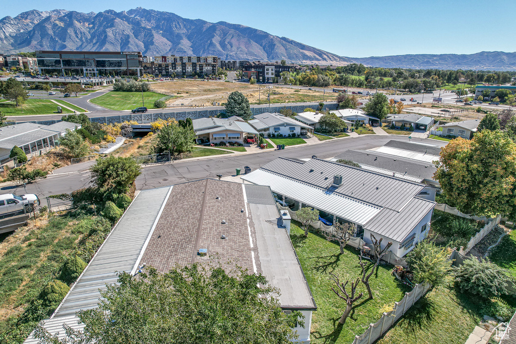 Drone / aerial view of a mountainous background