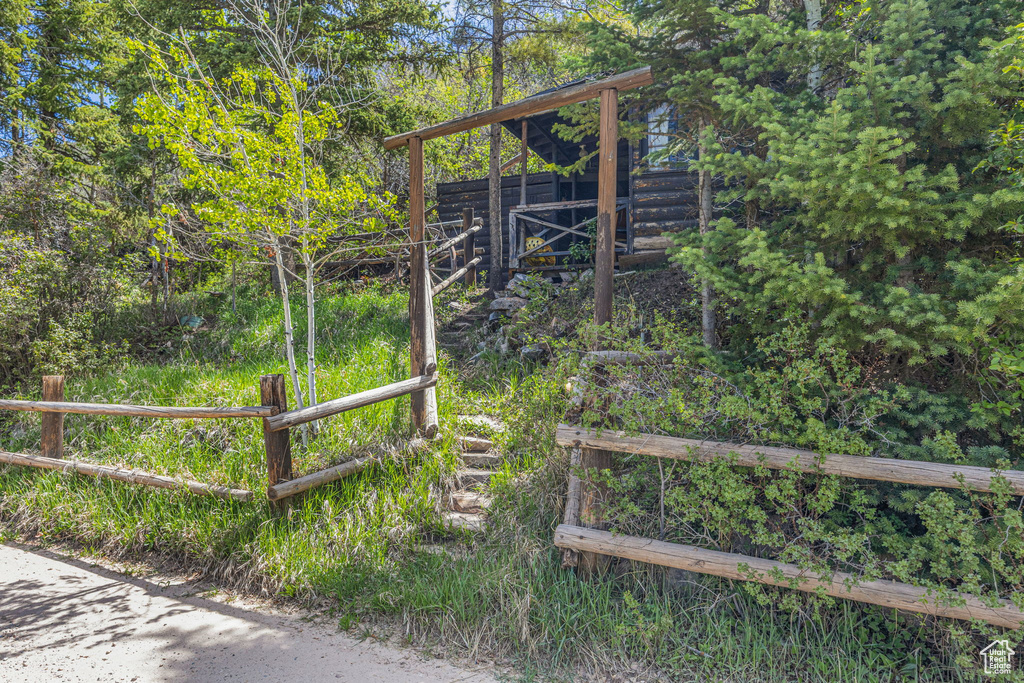 View of yard with fence