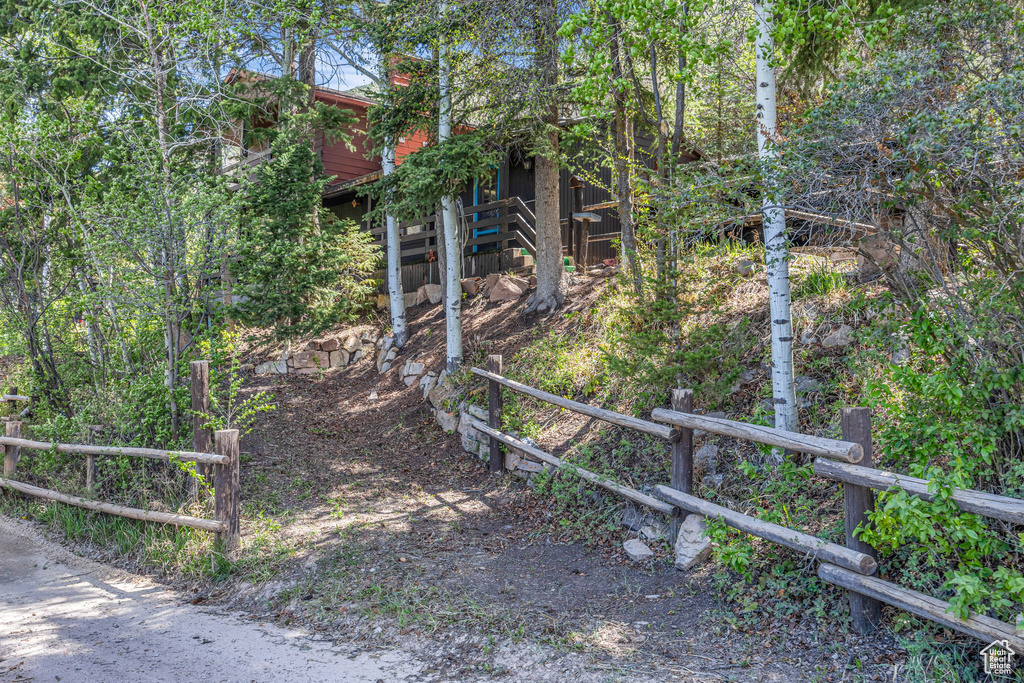 View of yard with fence