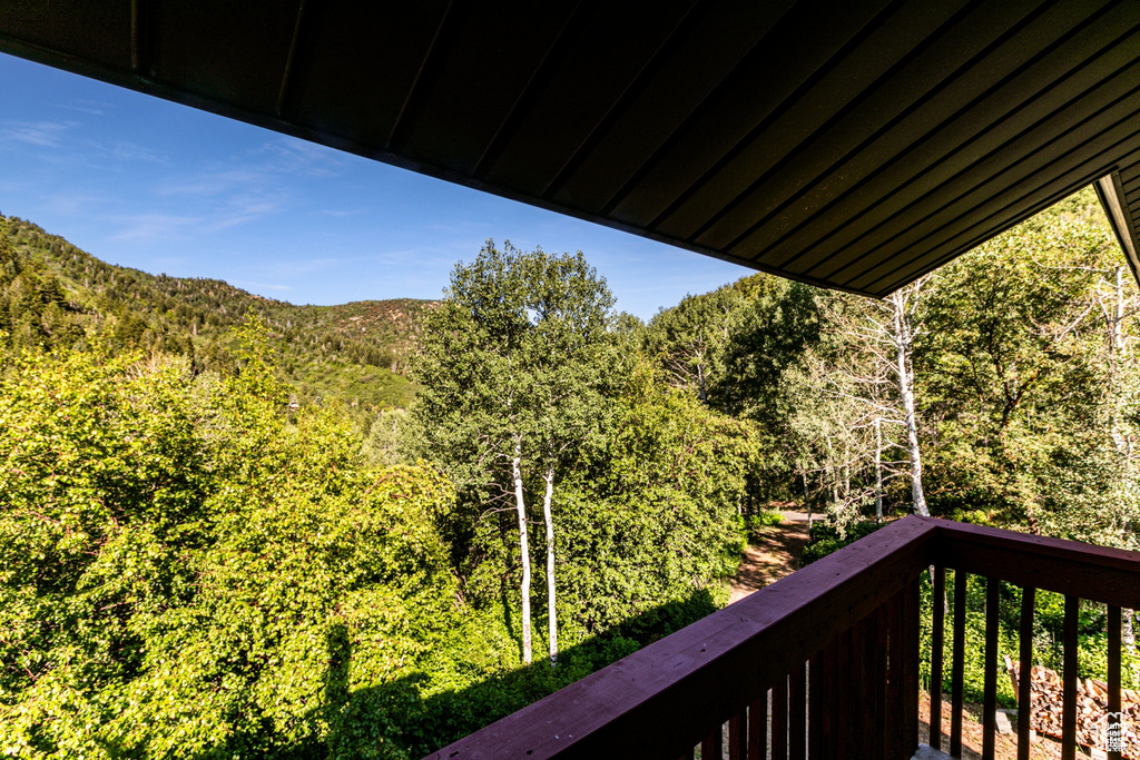 Balcony with a view of trees