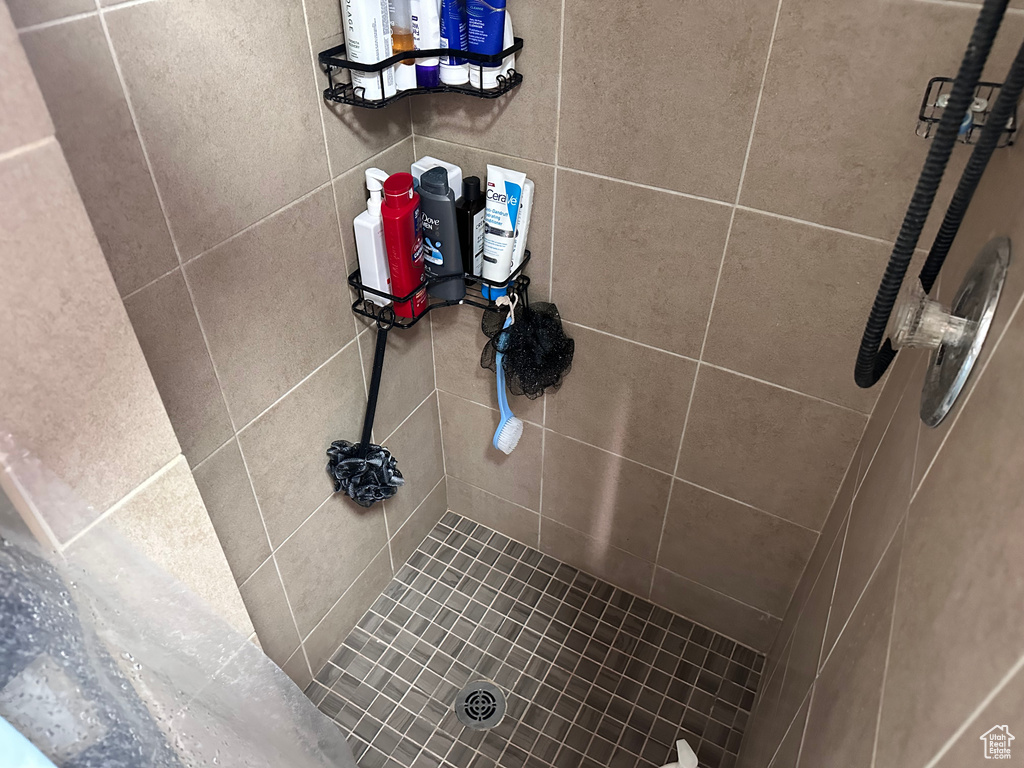 Bathroom view of a stall shower