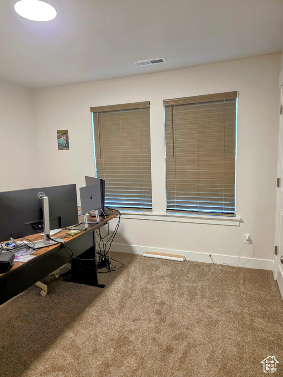 Office with carpet and baseboards