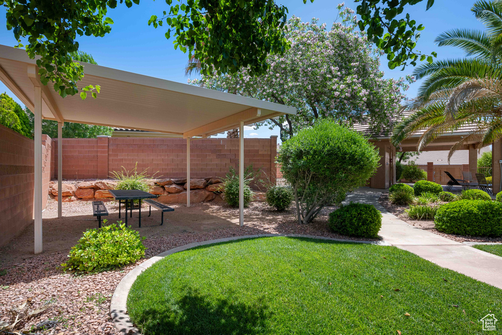 View of yard with a patio area