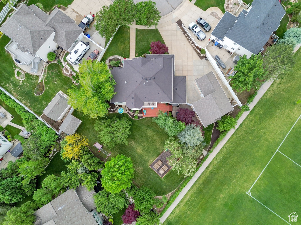 Aerial perspective of suburban area