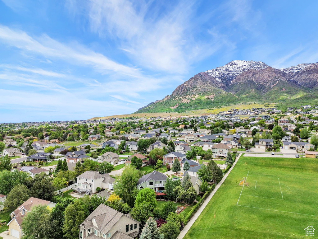 View of mountain background with nearby suburban area