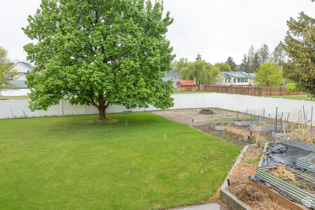 View of yard featuring a vegetable garden