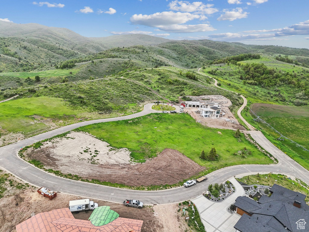 Bird's eye view of a mountain backdrop