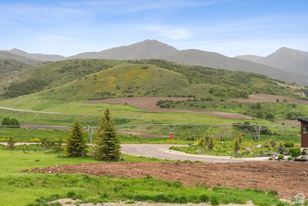Mountain view with rural landscape