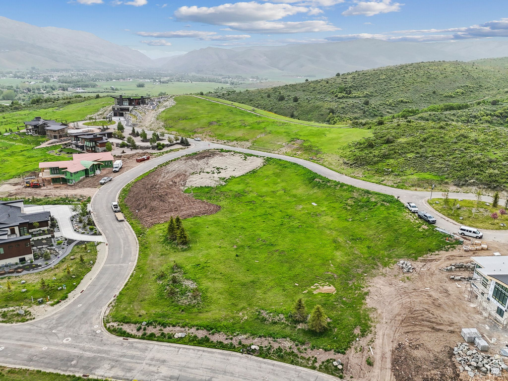Aerial view of a mountainous background