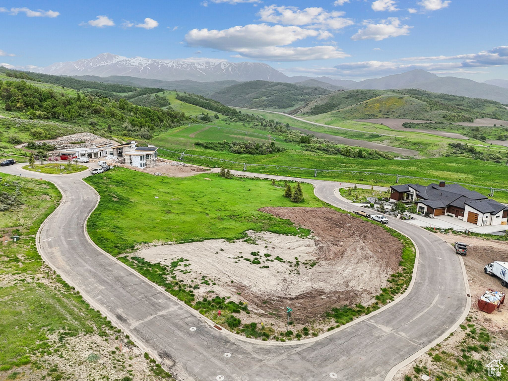 Aerial view of a mountainous background