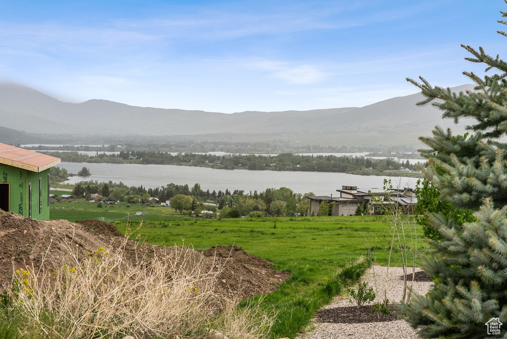 Mountain view with a large body of water