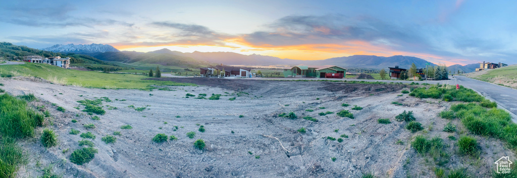 Mountain view with rural landscape